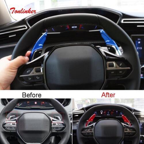 Tonlinker Interior Steering wheel Shift paddle Cover sticker for Peugeot 3008 2017-19 508L Car Styling 2 PCS Aluminum Covers