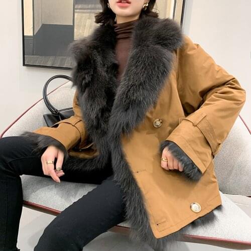 Fur pie overcomes womens 2020 winter new imported fox fur liner Korean version of loose two-sided coat tide