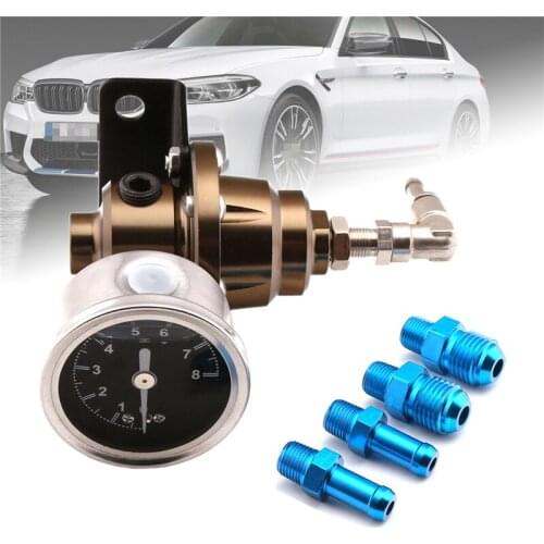 1 Set Universal Aluminum Alloy Adjustable Fuel Pressure Regulator With Original Gauge Kit Titanium Color Automobile Accessories