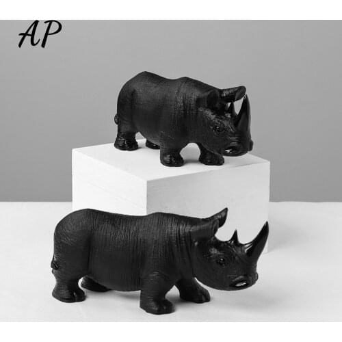 1pcNatural Crystal Obsidian Carving Crafts Rhinoceros Animal Handicraft Exorcism Ornaments Gem Gift For Holiday
