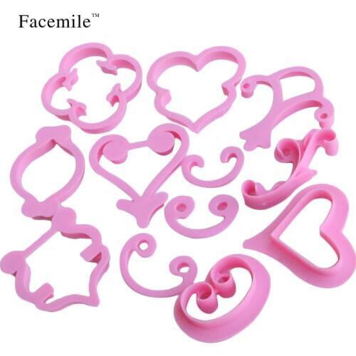 12Pcs/Set Rose Flower Cake Mold Food-Grade Plastic Flower Cookie Cutter Fondant Cake Decorating Sugarcraft Mold Gift 54022