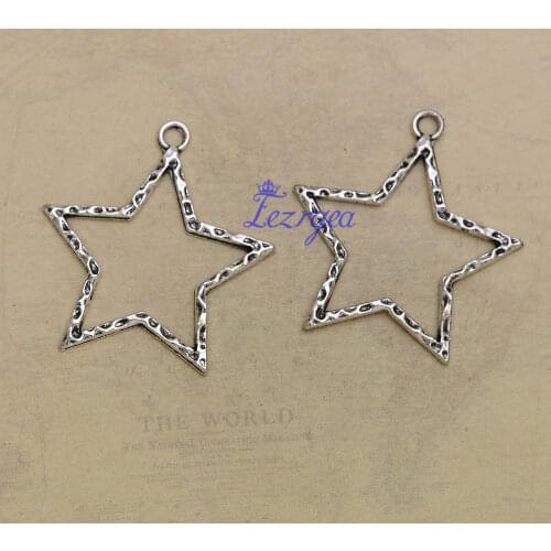 15pcs/lot--37x35mm, star charms, Antique silver plated/bronze plated hollow star charms,DIY supplies, Jewelry accessories