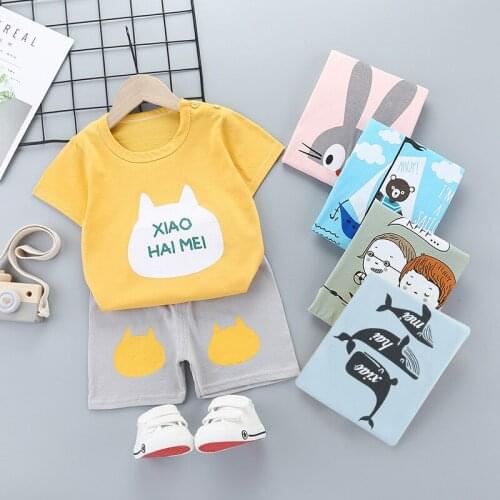 2020 Brand High Quality Cotton Baby Sets Leisure Sports Boy T-shirt + Shorts Pants Sets Toddler Clothing Baby Boys Girls Clothes