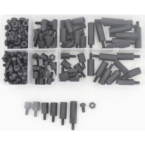 250 pcs / set M2 M3 Nylon Screws Thread Spacers Nuts Assorted Kit Clamps Hardware 4 Type Optional