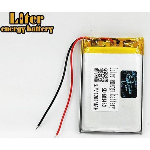 3.7V 1200mAh 603450 Lithium Polymer LiPo Rechargeable Battery For MP3 MP4 GPS DVD mobile PAD E-books Drone Camera 603450