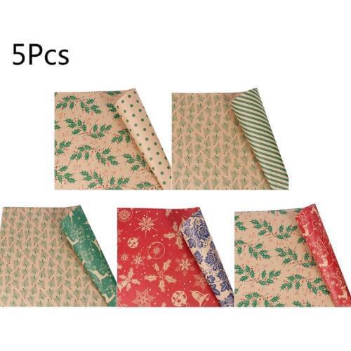 5pc Christmas Wrapping Paper Roll Kraft Gift Wrapping Paper Kraft Paper Gift Bag