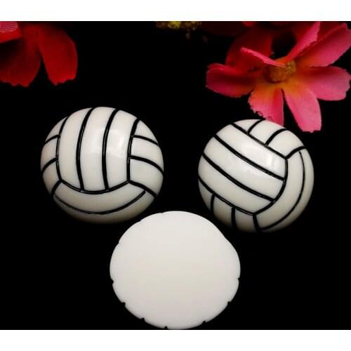50pcs/Lot 25mm Volleyball Resin Flatback Cabochon Sport Ball Flat Back Scrapbooking DIY Decor for Hair Bow Center Embellishmen