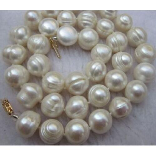 9-10MMCHARMING SOUTH SEA BAROQUE 18 INCH WHITE PEARL NECKLACE