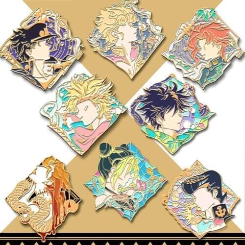 Anime JoJos Bizarre Adventure Kakyoin Noriaki Badge Metal Button Brooch Pins Collection Medal Souvenir Clothing Decor Gifts