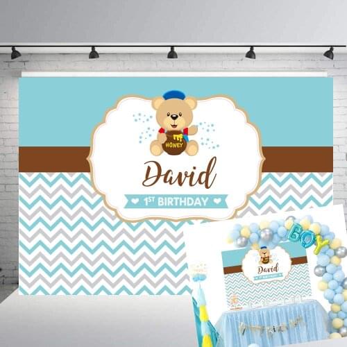 BEIPOTO Boy 1st Birthday party banner Backdrop photography decoration cake dessert table bear customize background studio 1214