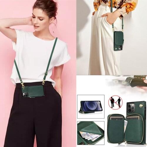 For iPhone 12 Pro Case Zipper Wallet Pocket Card Holder Crossbody Phone Case for iPhone XR X XS 12 Pro Max 11 7 8 PLUS SE 2020