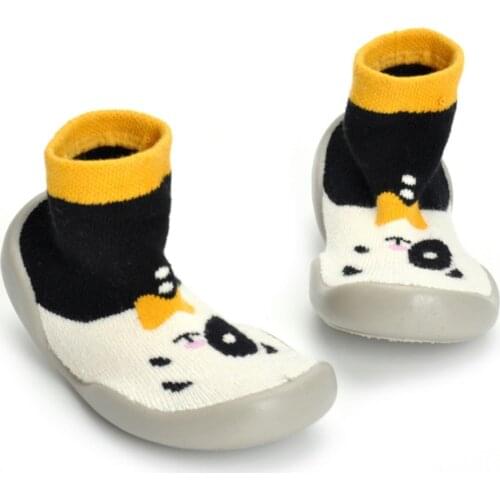 Boys Stockings Home Shoes Knit Long Tube Cartoon Panda Warm Soft Rubber Sole Non-Slip Breathable Home Shoes Toddler Boys Girls