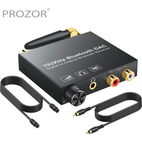 PROZOR 192kHz Digital to Analog Audio Converter Bluetooth DAC Adapter Optical Coaxial to RCA 3.5mm Ultra Low Power Consumption