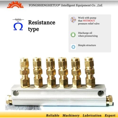 Resistance dispenser piston oil distributor M8*1 outlet M10*1 inlet junction block+oil flow proportion metering unit