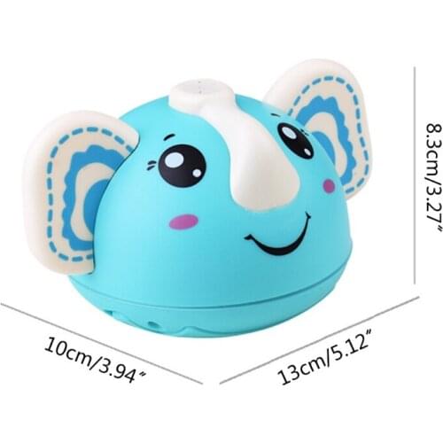 J60B 1Pcs Toddler Pool Water Toys Baby Light Up Bath Toys for Kids Electronic Blue Elephant Bathtub Sprinkler Toy