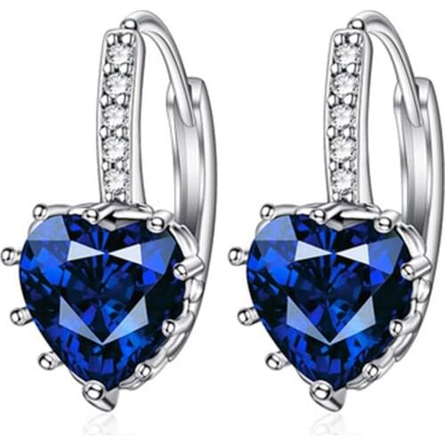 Classic heart-shaped cubic zirconia crystal Rhinestone earrings for women girl copper material korean earrings jewelry gift 2020