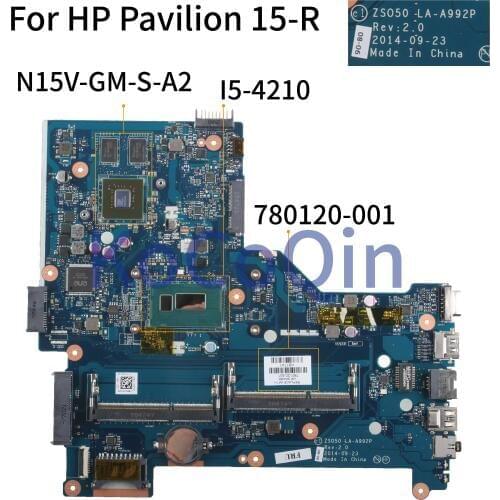 KoCoQin Laptop motherboard For HP Pavilion 15-R 250 G3 Core I5-4210U Mainboard ZS050 LA-A992P 780120-001 780120-501 N15V-GM-S-A2