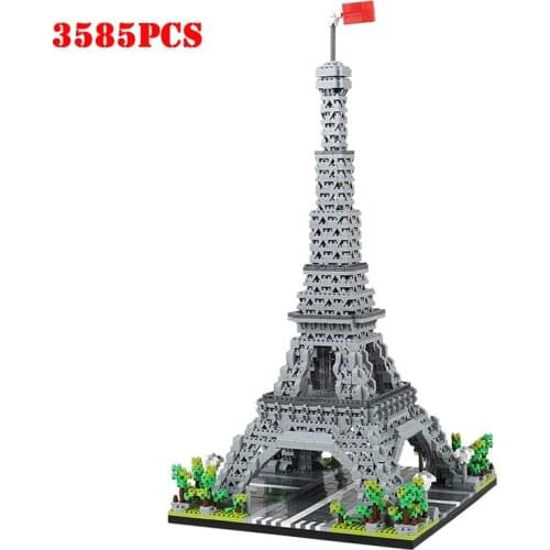 World Architecture France Paris Eiffel Tower Model Building Blocks Street View 3D Mini Diamond Bricks Toys For Children Kid Gift