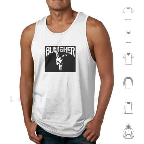 Bunisher tank tops vest sleeveless Punisher Rabbit Bunny Bun Hare Parody Skull Comic Superhero Netflix