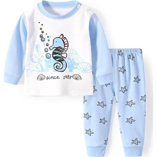 Fashion Design Boys Sets Autumn Kids Clothing Casual Long Sleeve Baby Pajamas Cotton Cartoon Round Collar Girls Outfits Clothes