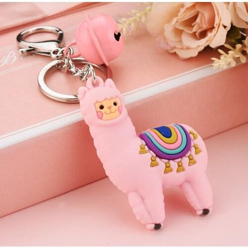Fashion Alpaca Key Chain Sheep Key Ring Holder For Women Men Keychain Car Key Ring Bag Pendant Jewelry Small Gift EH065
