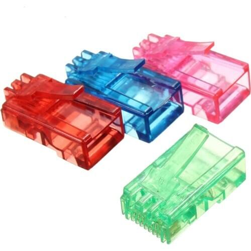 ESCAM 50Pcs Color Random RJ45 8P8C Modular Cable Head Plug Ethernet Gold Plated PC