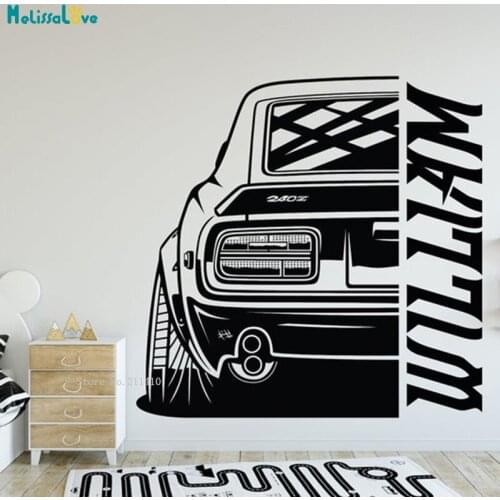 Custom Name Car Wall Decals Boys Art Monogram Vinyl Boy Room Personalized New Design Racing Murals Removable YT6074