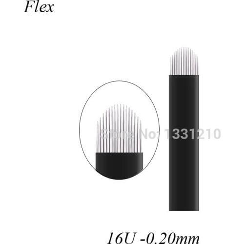 NANO 50PCS 16U shape Microblading Black 0.20mm Microblading Needles Agulhas Manual Line Eyebrow Tattoo Needles Tattoo Blade