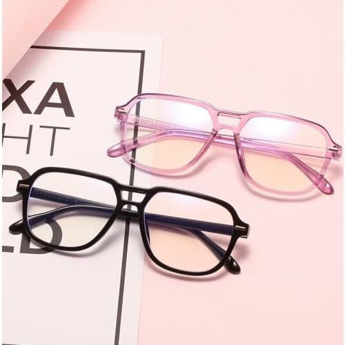 Seemfly Retro Clean Lens Square Large Glasses Frame Men Women Computer Anti Blue Light Eyeglass Frame Optical Ultralight Goggle
