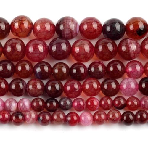 Natural Red Tourmaline Dragon Agates Stone Round Loose Spacer Beads For Jewelry Making 6/8/10mm DIY Bracelet Handmade