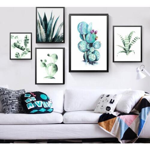 Multicolor abstract canvas painting Wall art Picture Room Art poster Decoration Painting green plant modern wall print