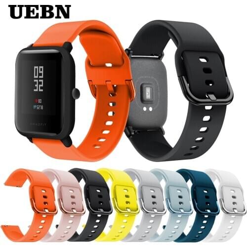 UEBN 20mm 22mm Silicone Sport Band For Xiaomi Amazfit Bip/GTS Replacement Strap for Xiaomi Huami Amazfit GTR 42mm 47mm watchband