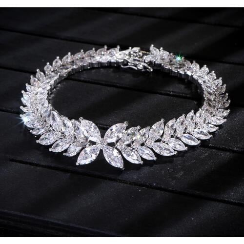 Luxury Geometric Leaf bracelet Fashion Dubai Bridal Jewelry For Women Wedding brincos para as mulheres S045