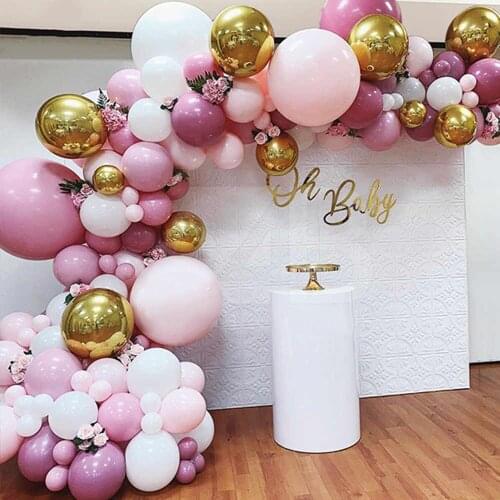 102pcs Macaron Balloons Arch Pastel White Pink Ballon Garland Gold Metal Confetti Globos Wedding Party Decor Baby Shower Balloon