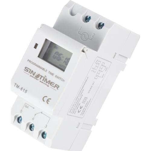 Sinotimer Tm-615H-30A Electronic Weekly 7 Days Programmable Digital Time Switch Relay Timer Control Ac 30A Din Rail Mount
