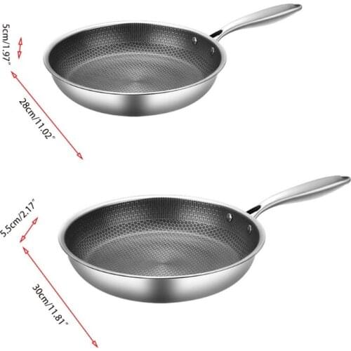 95AA Kitchen High Quality Stainless Steel Material Frying Pan Non Stick Pans Fried Steak Pots Electromagnetic Furnace GeneraI