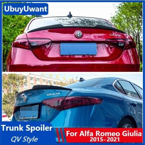 UBUYWUANT For 2015-2021 Alfa Romeo Giulia Spoiler Carbon Fiber Rear Trunk Spoiler Car Tail Lip Wing Quadrifoglio Verde QV Style