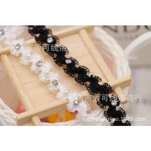 2 yards Rhinestone Beading Wavy Ribbon for DIY Crafts Hairwear Bow Material Bag Clothing Sewing Decoration Lace Trims