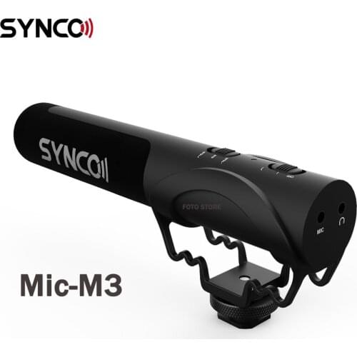 Synco Mic-M3 M3 On Camera Shotgun Mic Super-Cardioid Condenser Video Microphone with 3.5mm TRRS TRS Cables for Smartphone DSLR C