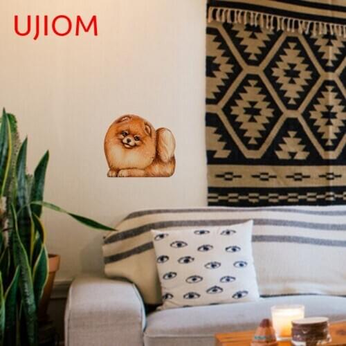 UJIOM Pomeranian Small German Spitz Dogwall Sticker Bedroom Accessories Living Room Decoration Waterproof Decorative Decals