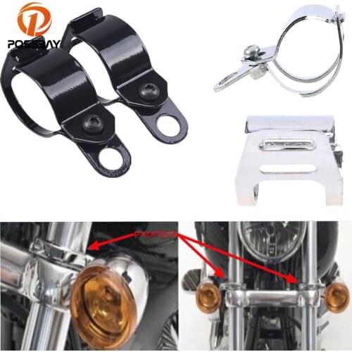 POSSBAY Black Silver Universal Motorcycle Rear Front Turn Signal Light Relocation Holder Mount Bracket For Bobber Cafe Racer