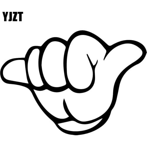 YJZT 15.5X11.1CM Hand Hang Loose Car Styling Decoration Stickers Cartoon Vinyl Decals C25-0606