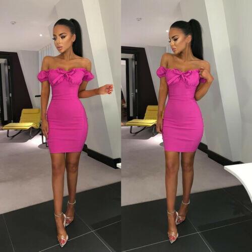 Hirigin Brand New Womens Off Shoulder Bandage Lovely Sexy Fashion Fold Bodycon Evening Party Club Mini Dress