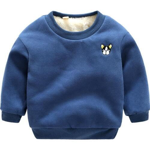 2020 Winter Kids Plus velvet T shirt Thick cotton Fashion Boy girl Warm Cashmere Embroidery sweatshirts hoodies toddler clothes