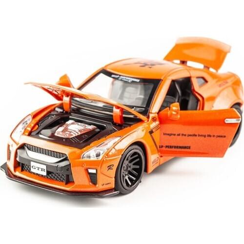 1:32 GTR Simulation Alloy Car Model Sound and Light Pull Back Car Model Childrens Toy Car for Boys Birthday Gift Customization