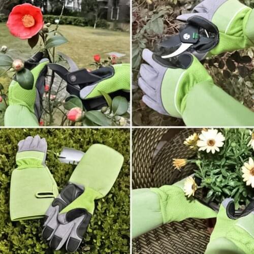 1 Pair Gardening Gloves Long Tube Stab-resistant Oxford Cloth Cut-proof Labor Protection Gloves for Yard