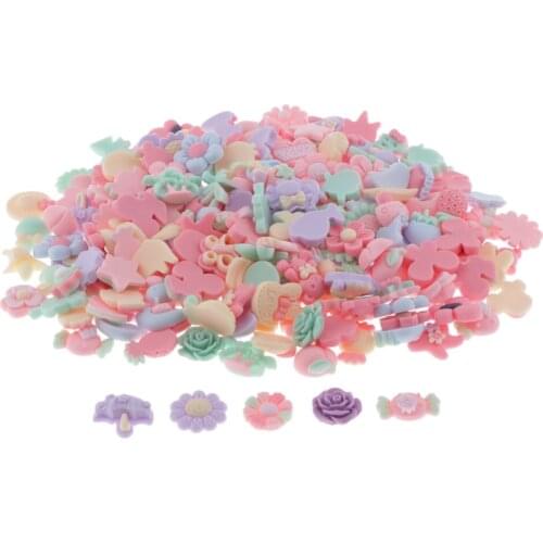 200pcs Cartoon Colorful Resin Decor DIY Crafts Phone Case Key Chain Ornament