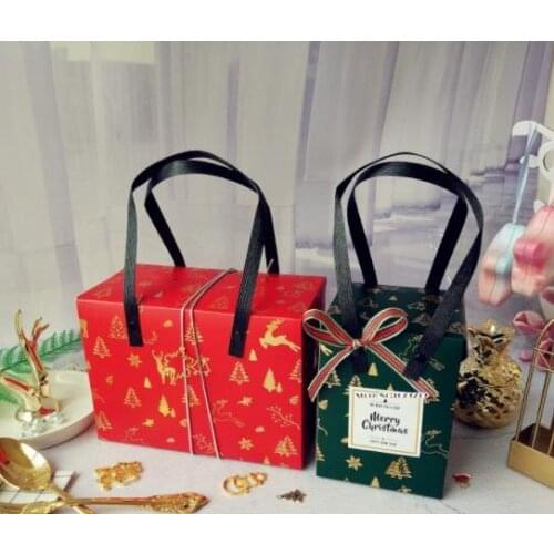 21*11*15cm Green Red Christmas candy gift box,Boxes with handle potable Birthday Party Candy box Wedding party Favor Boxes