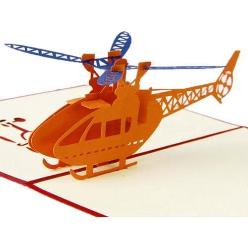 3D Pop Up Origami Paper Laser Cut Helicopter Greeting Cards Creative Happy Birthday Christmas Anniversary Souvenirs Postcards