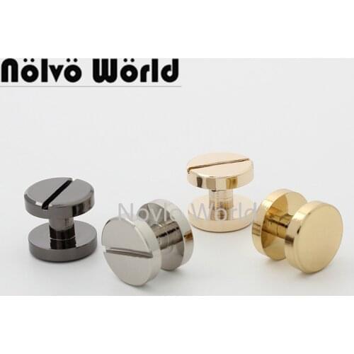 50 pieces 6 colors 2 size 11X5mm 11X8mm Copper material round flap belt metal stud for bags hardware screw rivet studs